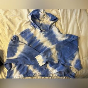 Blue / White tie dye cropped DSG hoodie